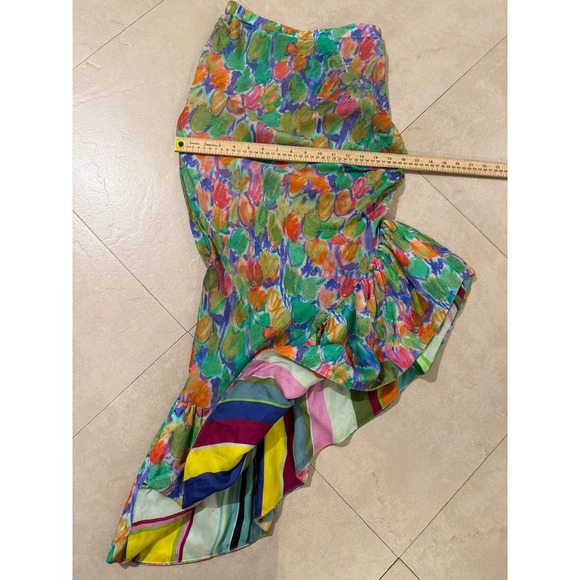 Hope for Flowers Tracy Reese Cupro Floral Ruffle Asymmetric Maxi Skirt XS - Picture 6 of 8